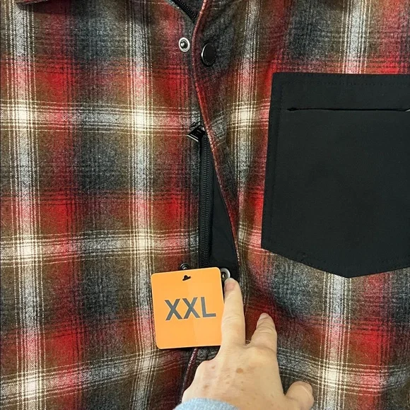 Pendleton Men’s Wool Mix Red and Black Gray Plaid Shirt Jacket- insulated - Picture 5 of 10